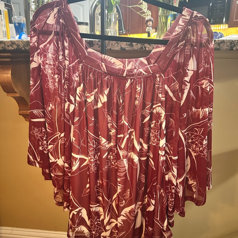 Lane Bryant Burgundy Floral Top